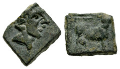 Kastilo-Castulo. Sextans. 180 BC. Cazlona (Jaén). (Abh-746). Anv.: Diademed male head right. Rev.: Bull right, crescent above. Ae. 1,68 g. VF/Almost V...