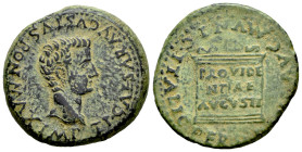 Italica. Time of Tiberius. Unit. 14 - 36 AD. Santiponce (Sevilla). (Abh-1593). (Acip-3333). Anv.: IMP. TI. CAESAR. AVGVSTVS. PON. MAX. Bare head of Ti...