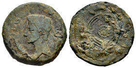 Luco Augusti. Augustus period. Unit. 27BC - 14 AD. Lugo. (Abh-1706). Anv.: IMP. AVG. DIVI. F around bare head of Augustus left (smaller module), caduc...
