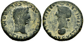 Colonia Romula. Time of Tiberius. Dupondius. 14-36 AD. Sevilla. (Abh-2014). (Acip-3360). Anv.: PERM. DIVI. AVG. COL. ROM. around radiate head of Augus...