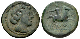 Anonymous. Semiuncia. 217-215 a.C. Rome. (Craw-39/5). (Sydenham-97). (BMCRR-(Romano-Campanian) 136). Anv.: Female bust to right, draped and wearing tu...