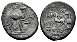Aemilius. M Aemilius Scaurus y Pub. Plautius Hypsaeus. Denarius. 58 BC. Rome. (Ffc-123). (Craw-422/1b). (Cal-89). Anv.: M. SCAVR. / AED. CVR., above k...