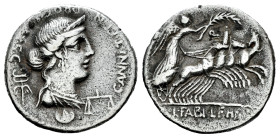 Annius. C. Annius y Lucius Fabius. Denarius. 82-81 BC. Hispania. (Ffc-138). (Craw-366/1a). (Cal-116). Anv.: C. ANNI T.F.T.N. PRO.COS. EX.S.C., diademe...