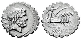 Antonia. C. Antius C.f. Restio. Denarius. 83-82 BC. Auxiliary mint of Rome. (Ffc-156). (Craw-364/1d). (Cal-139). Anv.: Laureate head of Jupiter right,...