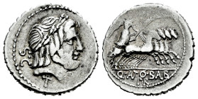 Antonia. C. Antius C.f. Restio. Denarius. 83-82 BC. Auxiliary mint of Rome. (Ffc-157). (Craw-364/1b). (Cal-140). Anv.: Laureate head of Jupiter right,...