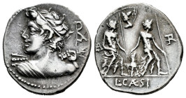 Caesius. Lucius Caesius. Denarius. 112-111 BC. South of Italy. (Ffc-222). (Craw-298/1). (Cal-297). Anv.: Diademed youthful bust of Vejovis left, (view...
