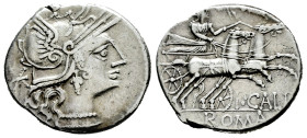 Calpurnius. Publius Calpurnius Lanarius. Denarius. 133 BC. Uncertain mint. (Ffc-225). (Craw-247/1). (Cal-300). Anv.: Head of Roma right, X behind. Rev...