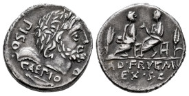 Calpurnius. L. Calpurnius Piso y Q. Sevilius Caepius. Denarius. 100 BC. Auxiliary mint of Rome. (Ffc-226). (Craw-330/1a). (Cal-301). Anv.: Laureate he...