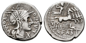 Fabius. Quintus Fabius Labeo. Denarius. 124 BC. Norte de Italia. (Ffc-697). (Craw-273/1). (Cal-571). Anv.: Head ot Roma right, LABEO., before, X under...