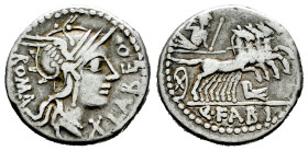 Fabius. Quintus Fabius Labeo. Denarius. 124 BC. Norte de Italia. (Ffc-697). (Craw-273/1). (Cal-571). Anv.: Head ot Roma right, LABEO., before, X under...