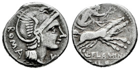 Flaminius. Lucius Flaminius Cilo. Denarius. 109-108 BC. Norte de Italia. (Ffc-709). (Craw-302/1v). (Cal-580). Anv.: Head of Roma right, X below chin, ...