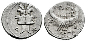 Fonteius. C. Fonteius. Denarius. 114-113 BC. South of Italy. (Ffc-713). (Craw-290/1). (Rsc-Fonteius 1). Anv.: Janiform head, Fons or Fontus, laureate,...