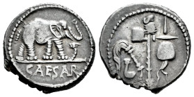 Julius Caesar. Denarius. 54-51 BC. Galia. (Ffc-50). (Craw-443/1). (Cal-640). Anv.: Elephant right, trampling on serpent, CAESAR in exergue. Rev.: Simp...