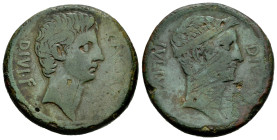 Octavian and Divus Julius Caesar. Dupondius. 38 BC. South of Italy. (BMCRR-Gaul 105). (Craw-535/1). (Sydenham-1336). (RPC-I 620). Anv.: CAESAR DIVI F....