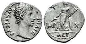 Augustus. Denarius. 15-13 BC. Lugdunum. (Ffc-113). (Ric-171a). (Rsc-144). Anv.: AVGVSTVS DIVI. F bare head of Augustus right. Rev.: IMP. - X., Apollo ...