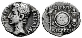 Augustus. Denarius. 19 BC. Colonia Patricia (Córdoba). (Ffc-184). (Ric-I 86b). (Bmcre-240). Anv.: CAESAR AVGVSTVS bare head of Augustus left. Rev.: SI...