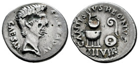 Augustus. C. Antistius Reginus. Fourée Denarius. 13 BC. Rome. (Ffc-233). (Ric-410). (Cal-136). Anv.: CAESAR AVGVSTVS bare head of Augustus right. Rev....