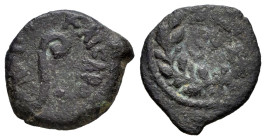 Judaea. Pontius Pilate. Prutah. RY 17 = 30 CE. Jerusalem. (Meshorer-333). (Hendin-1342). (RPC-4968). Anv.: (TIBЄPIOY) KAICAPOC, lituus. Rev.: LIZ (dat...