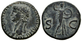 Claudius. Unit. 41-50 AD. Rome. (Ric-I 100). (Bmcre-149). Anv.: TI CLAVDIVS CAESAR AVG P M TR P IMP, bare head to left. Rev.: Minerva standing facing,...