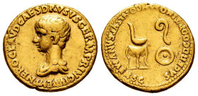 Nero. Aureus. 51 AD. Rome or Lugdunum. (Ric-I 76). (Bmcre-84). (Cal-441). Anv.: NERO CLAVD CAES DRVSVS GERM PRINC IVVENT, bare-headed and draped bust ...