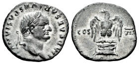 Vespasian. Denarius. 76 AD. Rome. (Ric-II 1 847). (Bmcre-180). (Rsc-121). Anv.: IMP CAESAR VESPASIANVS AVG, laureate head to right. Rev.: Eagle standi...
