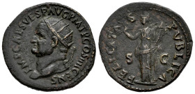 Vespasian. Dupondius. 74 AD. Rome. (Spink-2346). (Ric-2346). (Ch-152). Rev.: FELICITAS PVBLICA / SC. Felicitas standing to left, with caduceus and cor...