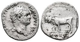 Domitian. Denarius. 76-80 AD. Rome. (Ric-No cita). (Rsc-No cita). Anv.: CAESAR AVGI DOMITIANVS. Laureate head to right. Rev.: Yoke of oxen to left; CO...
