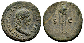 Domitian. Half unit. 85 AD. Rome. (Ric-274). (C-546). Anv.: IMP DOMIT AVG GERM COS XI, laureate and draped bust of Apollo to right. Rev.: Tripod aroun...