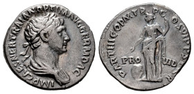 Trajan. Denarius. 116-117 AD. Rome. (Ric-II 361). (Woytek-580v). (Bmcre-640). Anv.: IMP CAES NER TRAIAN OPTIM AVG GERM DAC, laureate and draped bust t...