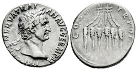 Trajan. Cistophorus. 98-99 AD. Uncertain mint in Asia Minor. (Ric-II 717). (Rpc-III 1317). (Rsc-607). Anv.: IMP CAES NERVA TRAIAN AVG GERM P M, laurea...