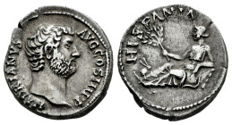 Hadrian. Denarius. 134-138 AD. Rome. (Ric-306). (Rsc-834). Anv.: HADRIANVS AVG COS III P P, bare head right. Rev.: HISPANIA, Hispania reclining left, ...