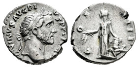 Antoninus Pius. Denarius. 155 AD. Rome. (Ric-III 239). (Bmcre-832). (Rsc-292). Anv.: ANTONINVS AVG PIVS P P TR P XVIII, laureate head to right. Rev.: ...