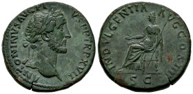 Antoninus Pius. Sestertius. 153-154 AD. Rome. (Ric-914). (Bmc-1940). (C-454). Anv.: ANTONINVS AVG PIVS P P TR P XVII Laureate head of Antoninus Pius t...
