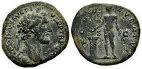 Antoninus Pius. Unit. 140-144 AD. Rome. (Ric-III 676). (C-106). Anv.: ANTONINVS AVG PIVS P P TR P COS III, laureate head to right. Rev.: BONO EVENTVI,...