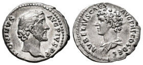 Antoninus Pius and Marcus Aurelius. Denarius. 139 AD. Rome. (Ric-411c). (Bmc-128). (C-6). Anv.: ANTONINVS AVG PIVS P P Bare head of Antoninus Pius to ...