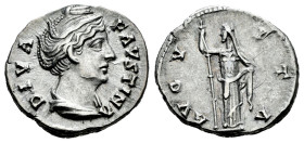Faustina Senior. Denarius. 147 AD. Rome. (Spink-4584). (Ric-362). (Seaby-104). Rev.: AVGVSTA. Ceres standing facing holding long torch and raising ski...