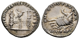 Marcus Aurelius and Lucius Verus. Marc Antony restitution issue. Denarius. 168 AD. Rome. (Ric-443). (Rsc-83). Anv.: ANTONINVS ET VERVS AVG REST, Aquil...