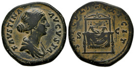 Faustina Junior. Sestertius. 147-175 AD. Rome. (Ric-1665). (Bmcre-937). (C-193). Anv.: FAVSTINA AVGVSTA, diademed and draped bust right. Rev.: SAECVLI...