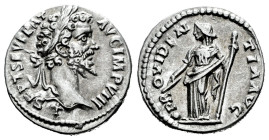 Septimius Severus. Denarius. 196-197 AD. Rome. (Ric-92a). Anv.: L SEPT SEV PERT AVG IMP VIII. Laureate head right. Rev.: PROVIDENTIA AVG. Providentia ...