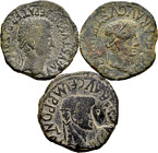 Lot of 3 Iberian Turiaso units, one of them with eagle head stamp. TO EXAMINE. F/Almost VF. Est...160,00. 

Spanish description: Lote de 3 ases ibér...