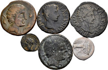 Lot of 6 Ancient coins, 1 Greek silver coin and 5 Iberian bronzes. TO EXAMINE. F/Almost VF. Est...120,00. 

Spanish description: Lote de 6 monedas d...