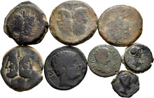 Lot of 9 coins from ancient Hispania and the Roman Republic. Different values and mints such as: Anonymous As, Sekaisa, Cartagonova and Cástulo. Ae. T...