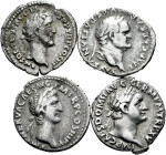 Lot of 4 coins from the Roman Empire. Denarius of the next Emperors: Vespasian, Domitian, Nerva and Antoninus Pius. All different. Ag. TO EXAMINE. Alm...