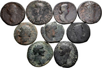 Lot of 9 bronzes from the Roman Empire. TO EXAMINE. Almost F/F. Est...100,00. 

Spanish description: Lote de 9 bronces del Imperio Romano. A EXAMINA...
