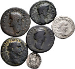 Lot of 6 coins from the Roman Empire. Different values of different Emperors such as: Augustus, Marcus Aurelius, Trajan, Faustina, Treboniano Gaul and...