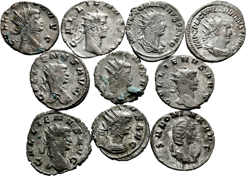 Lot of 10 coins from the Roman Empire. Antoninians of the Emperors Gallien, Salo...