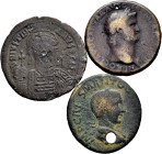 Lot of 3 coins from the Roman and Byzantine Empire. Sestertius of Nero; Ae32 of Gordian III, Pisidiae-Antioch and Follis-40 Nummi of Justinian I. Ae. ...