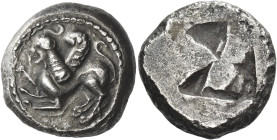 Uncertain mint
Tetradrachm circa 520-480, AR 14.19 g. Sphinx springing l. Rev. Irregular incuse square. Svoronos, Hellénisme Primitif –. Boston, MFA ...