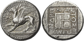 Thrace, Abdera
Tetradrachm circa 473-448, AR 15.07 g. Griffin, with its wings and its r. foreleg raised, advancing l.; in l. field, a star of eight r...