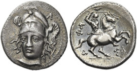 Pharsalus
Trihemiobol circa 400-350, AR 1.31 g. Helmeted head of Athena Parthenos facing, her head turned slightly l.; above in r. field, Λ. Rev. ΦΑ ...